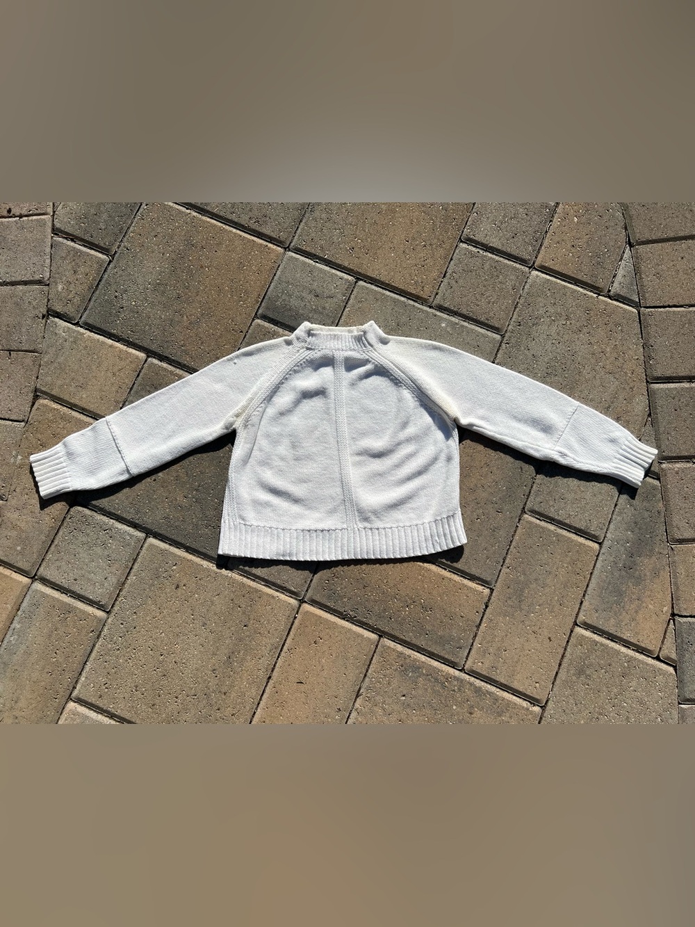 Moon River 100% Cotton Chunky Knit Mock Neck Sweater in Cream White Small